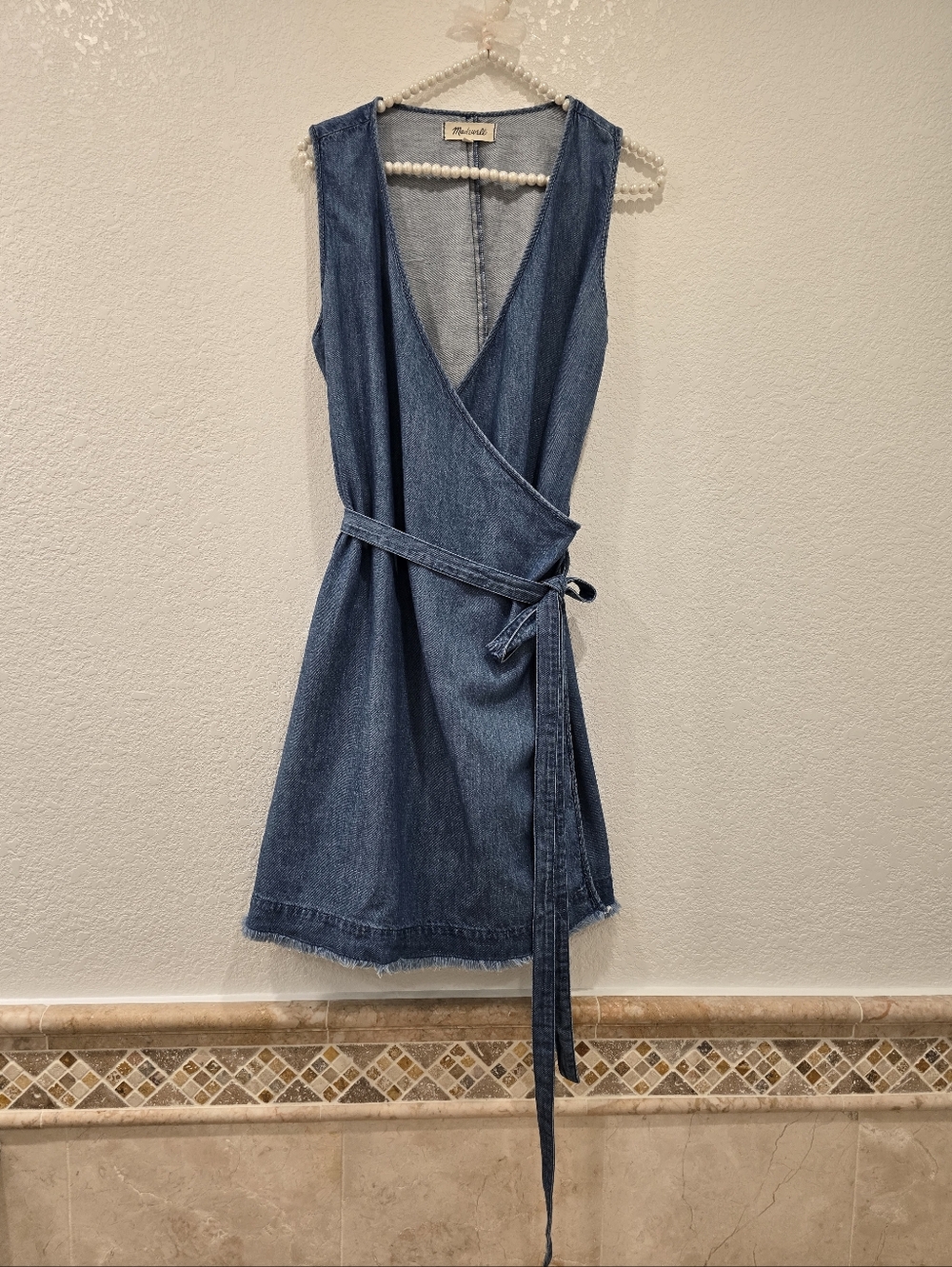 Madewell Denim Raw Hem Wrap Dress M - Picture 2 of 5